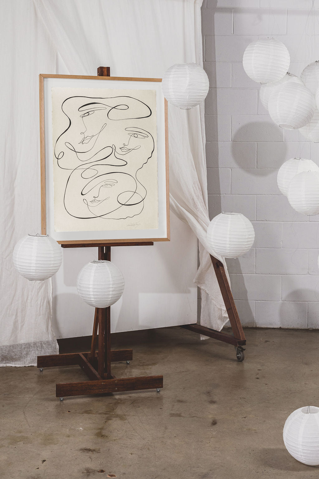 Complete - Black ink continuous line on watercolour deckle edge 300gsm paper..