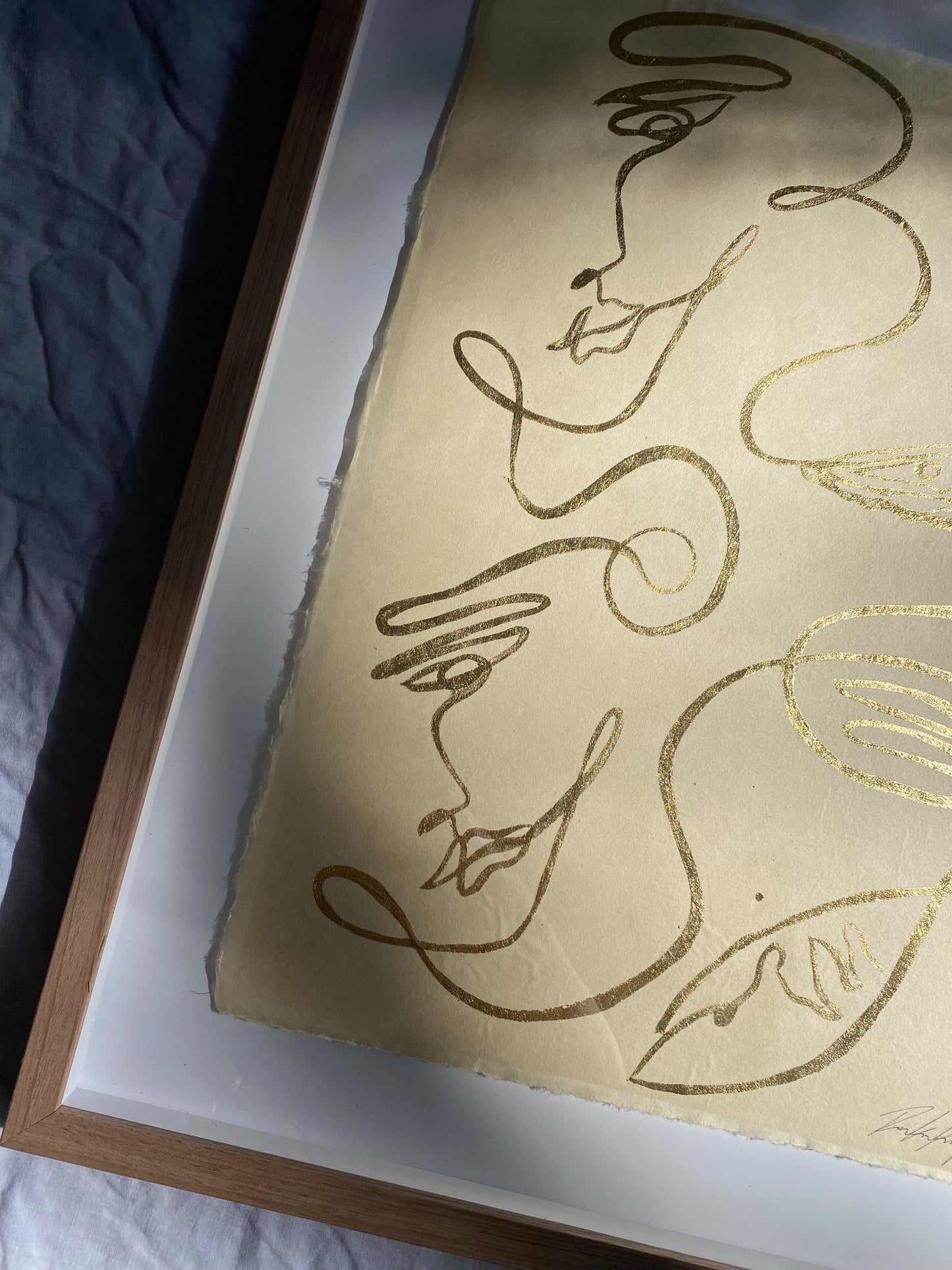 "Seashore Reflections" - Original gold leaf on Japanese rice paper, framed in Tasmanian Oak. 660mm x 560mm