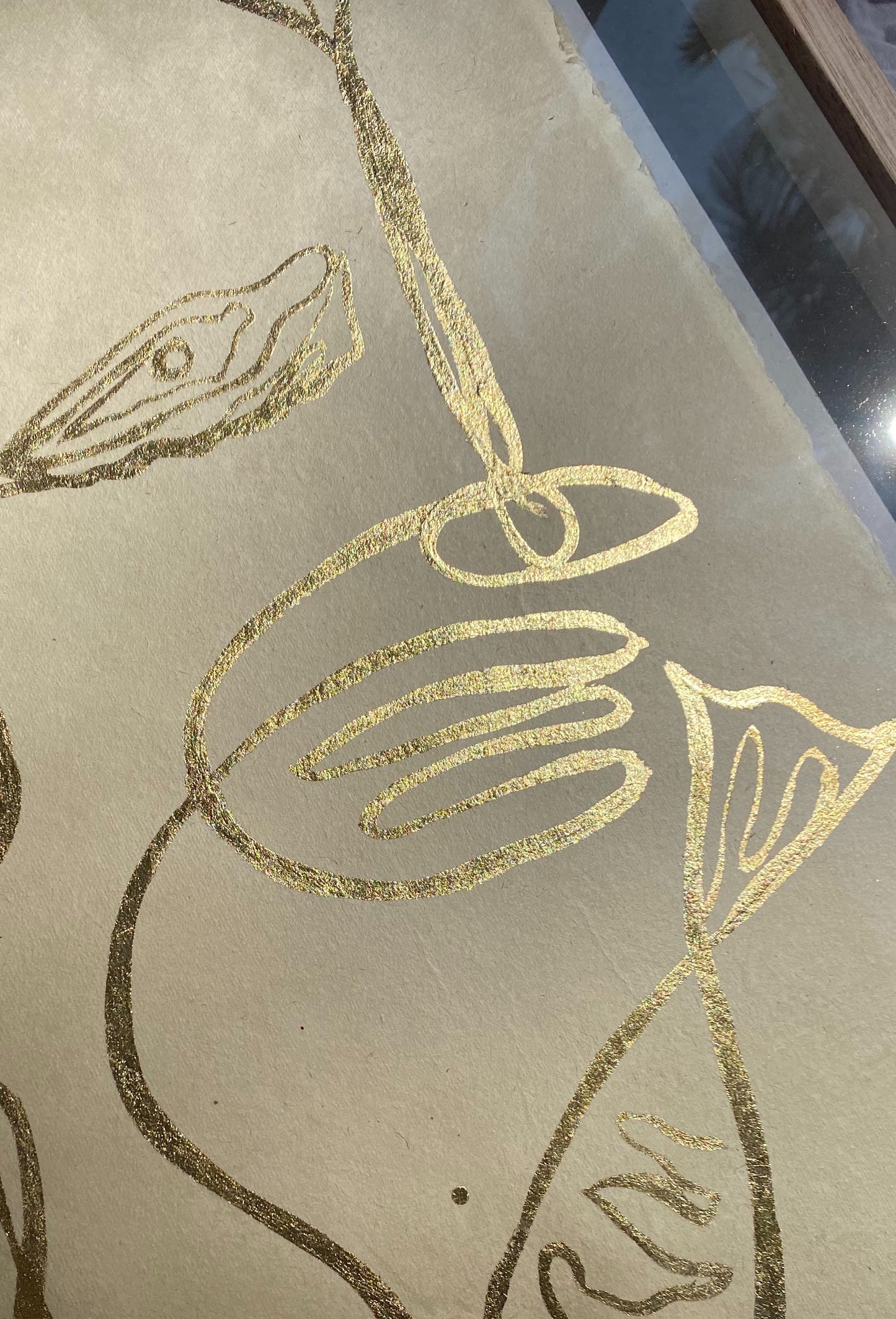 "Seashore Reflections" - Original gold leaf on Japanese rice paper, framed in Tasmanian Oak. 660mm x 560mm