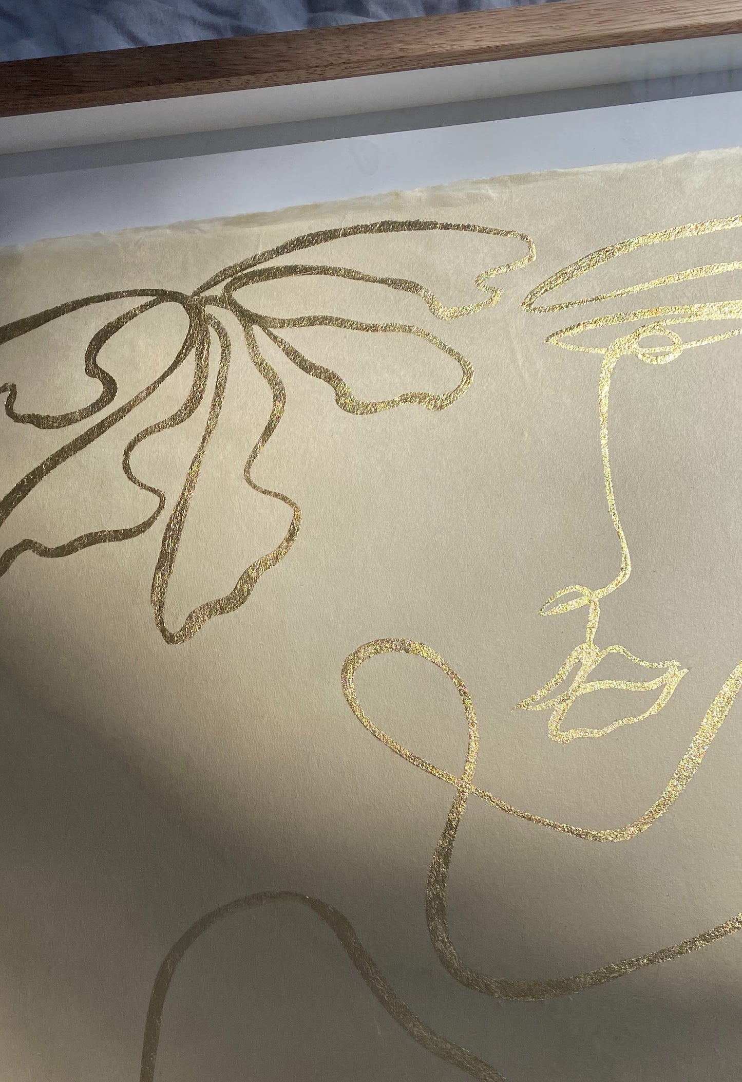 "Joys of solo" - Original gold leaf on Japanese rice paper, framed in Tasmanian Oak. 660mm x 560mm