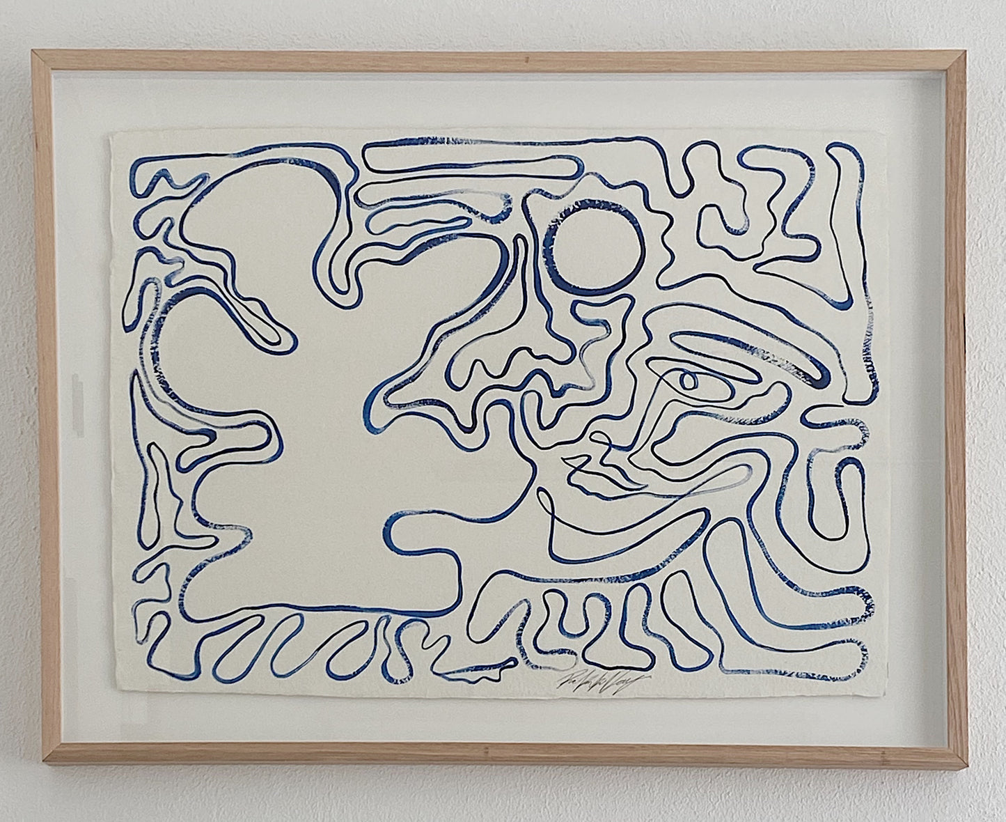 "Navigation" - Original Acrylic on Indian hand-pressed Khadi Paper, Framed in Tasmanian Oak. 710mm x 900mm