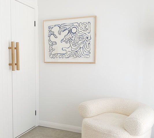 "Navigation" - Original Acrylic on Indian hand-pressed Khadi Paper, Framed in Tasmanian Oak. 710mm x 900mm