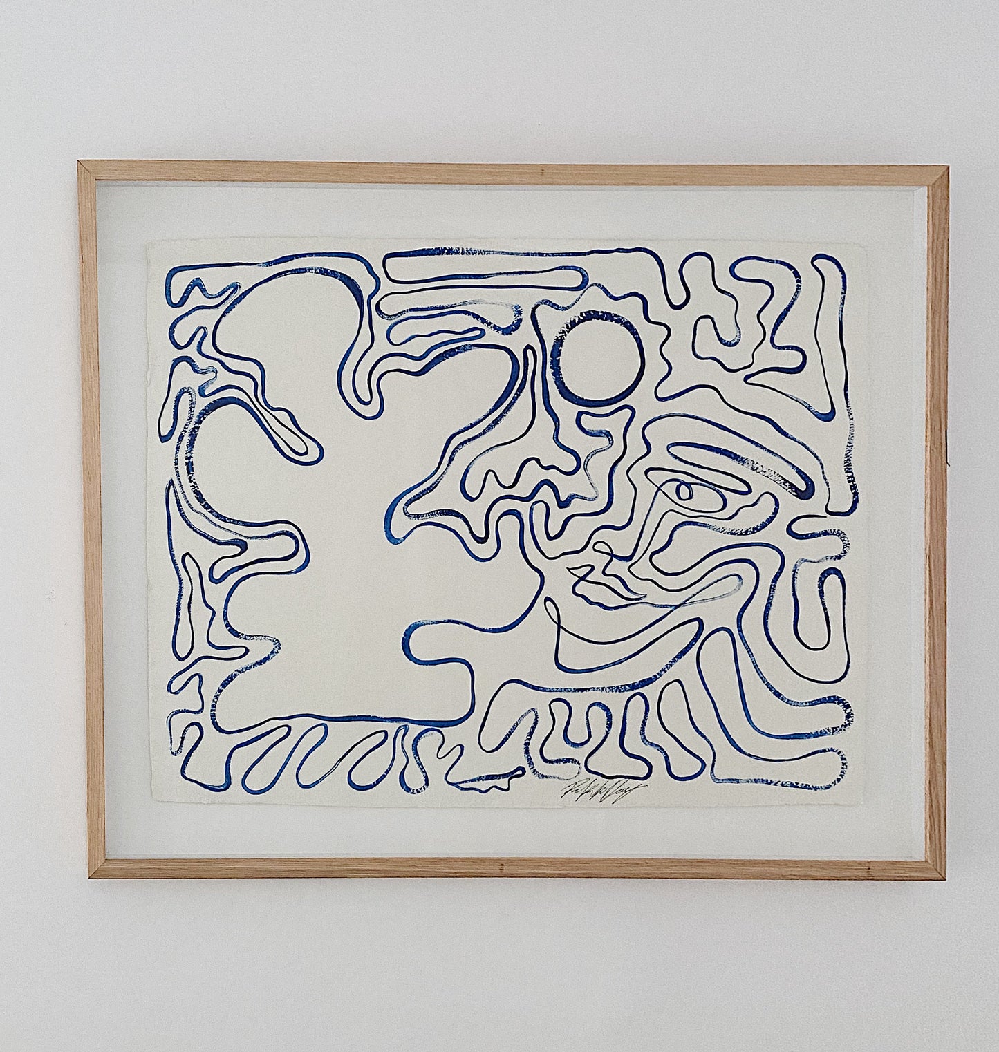 "Navigation" - Original Acrylic on Indian hand-pressed Khadi Paper, Framed in Tasmanian Oak. 710mm x 900mm