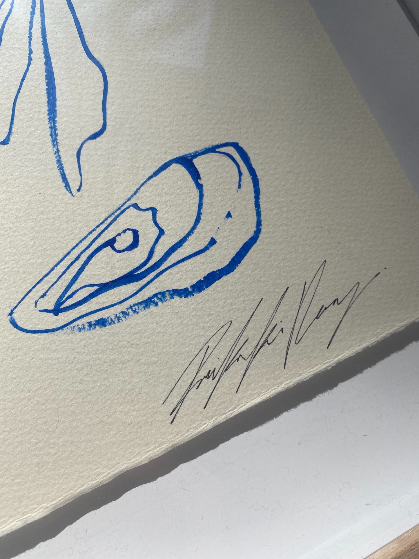 "Simplicity is Key" - Original Blue line work on 300gsm cold pressed paper, framed in Tasmanian Oak. 410mm x 530mm