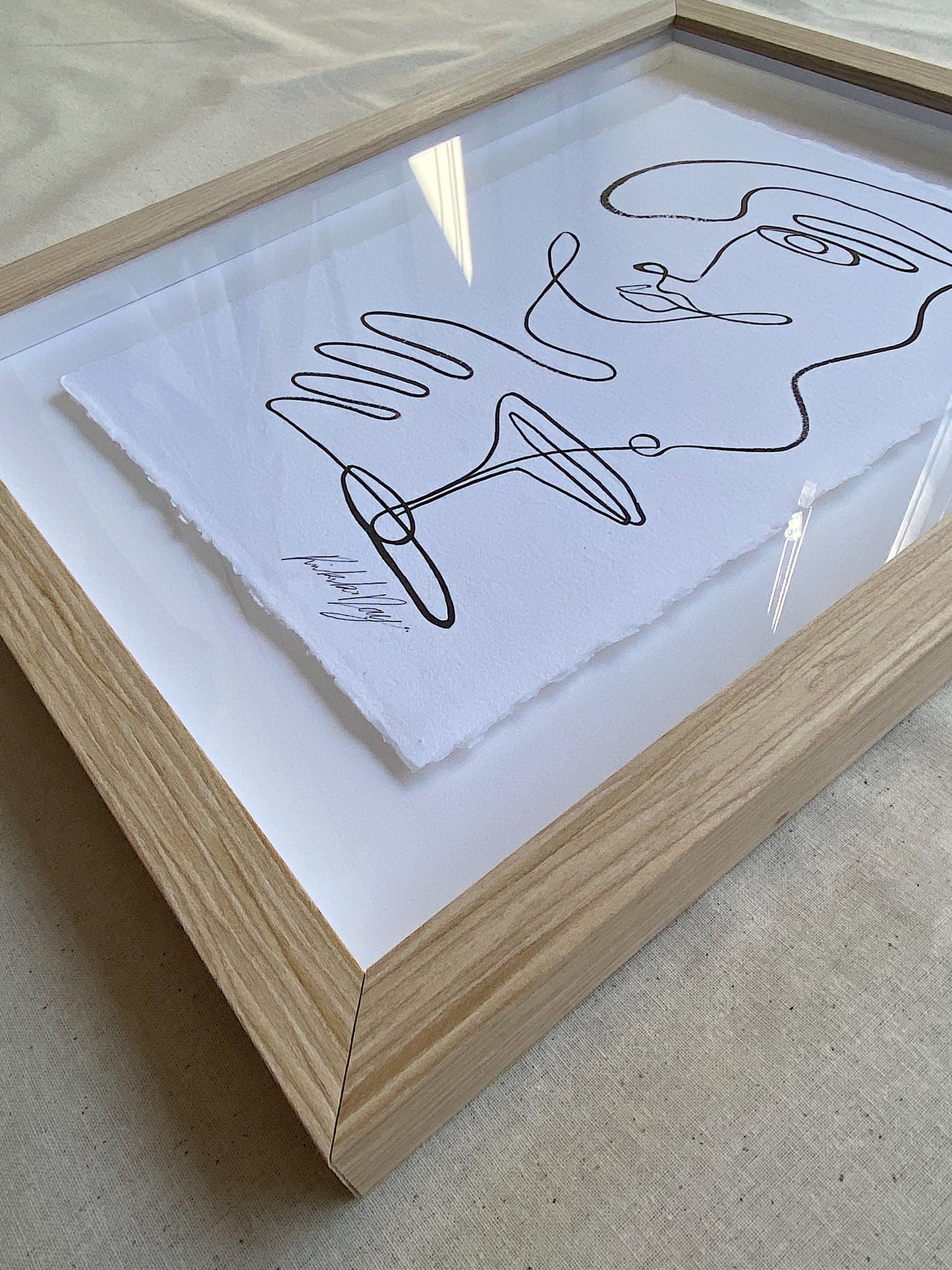 Martini on a pleather couch - Acrylic on cotton paper. Framed. 410mm x 320mm