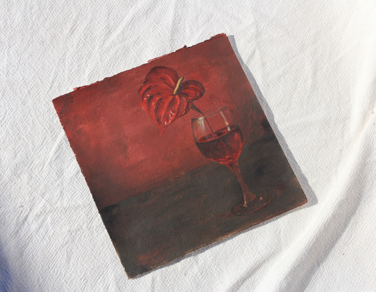 ANTHURIUM DRINKING WINE Original Still life.