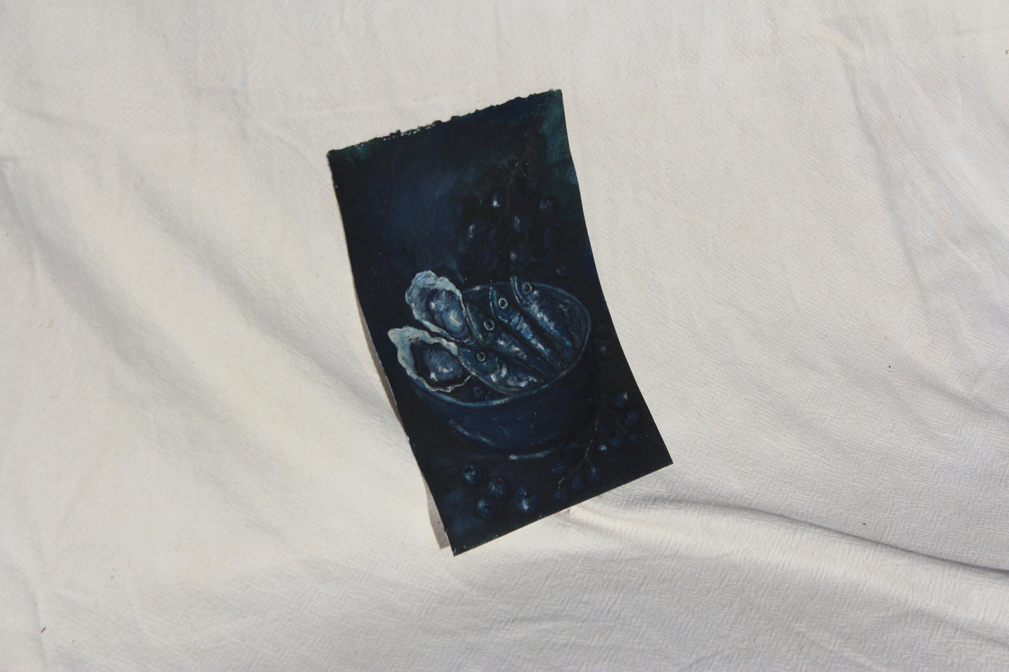 BLUE SARDINES Original Still life.