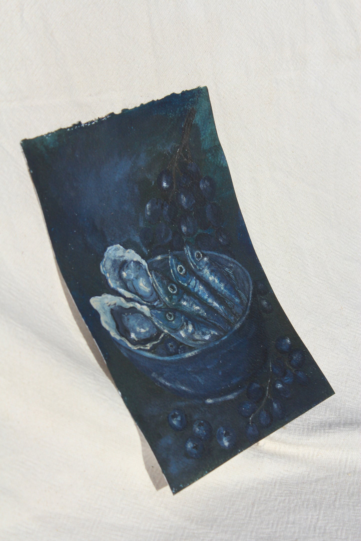 BLUE SARDINES Original Still life.