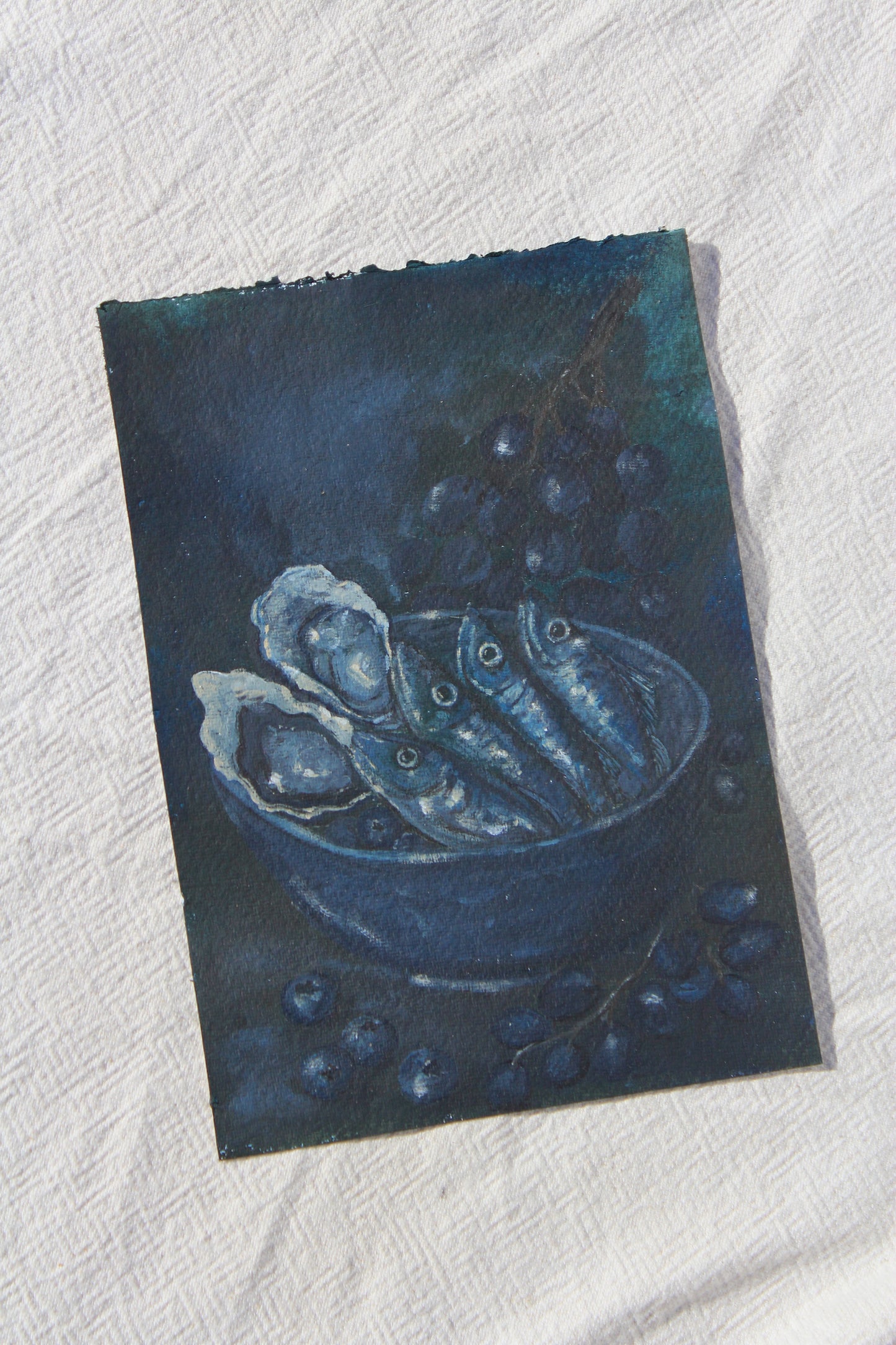 BLUE SARDINES Original Still life.