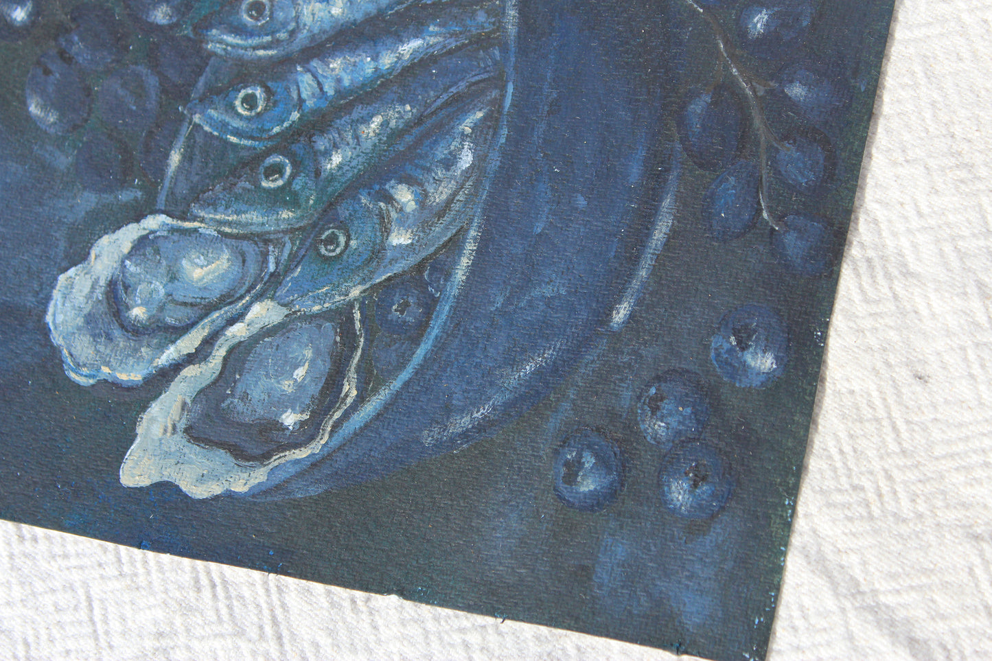 BLUE SARDINES Original Still life.