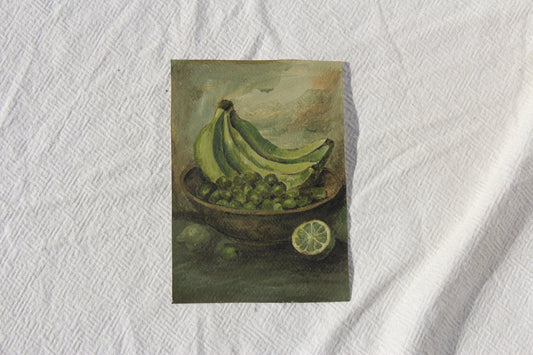 GREEN BANANAS Original Still life.