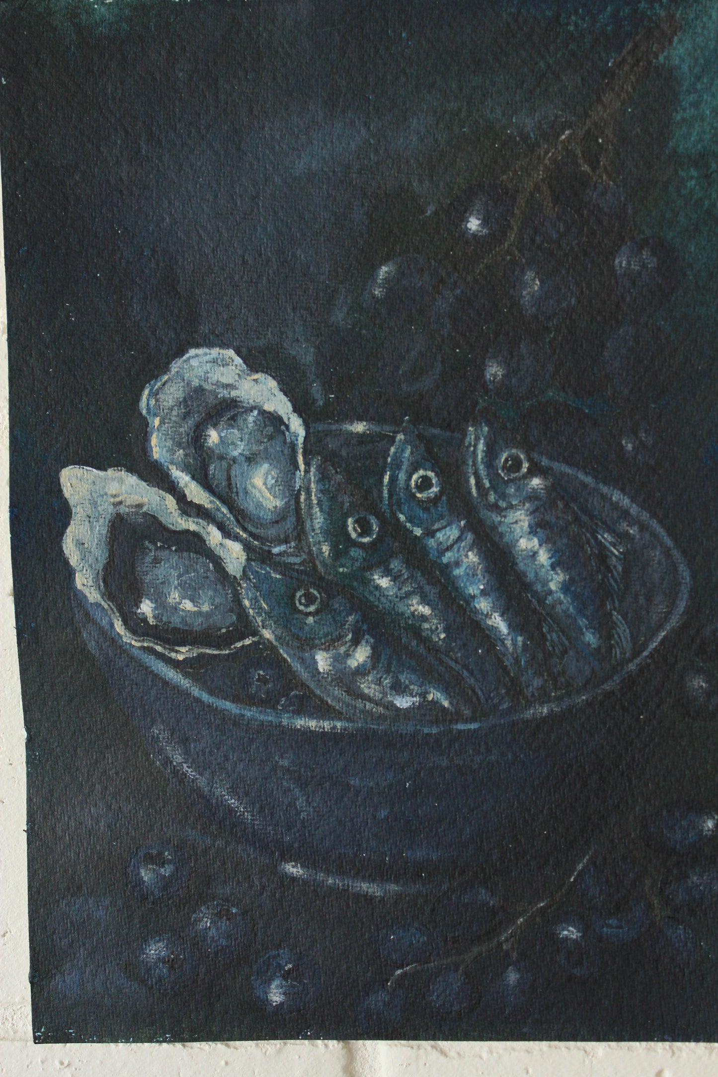 BLUE SARDINES Original Still life.
