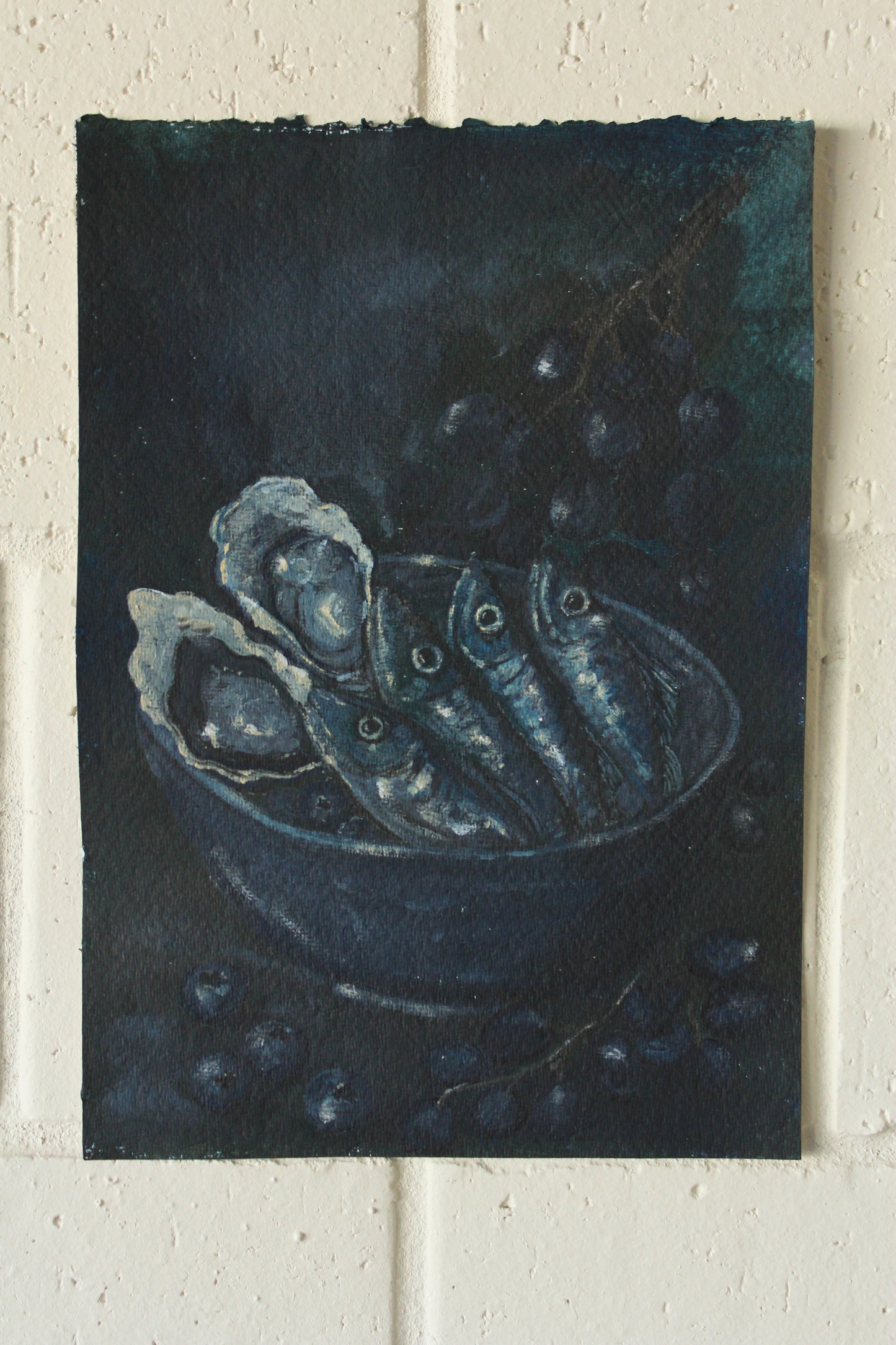 BLUE SARDINES Original Still life.
