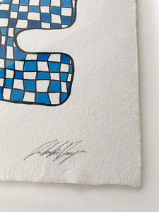 "Checkers"  -  Original Acrylic on Indian hand-pressed Khadi Paper, Framed in Tasmanian Oak. 710mm x 900mm