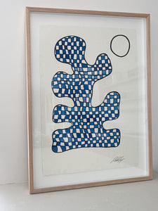 "Checkers"  -  Original Acrylic on Indian hand-pressed Khadi Paper, Framed in Tasmanian Oak. 710mm x 900mm