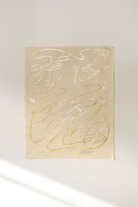 Instant - Gold leaf on Japanese Awagami Washi paper.