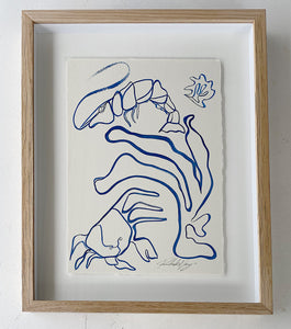 "Into depths" -  Original Acrylic on 300gsm Cold Pressed Paper, Framed in Tasmanian Oak. 400mm x 520mm