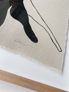 "Leader"  - Original Acrylic on cotton raw edged fabric, Framed in Tasmanian Oak. 610mm x 590mm