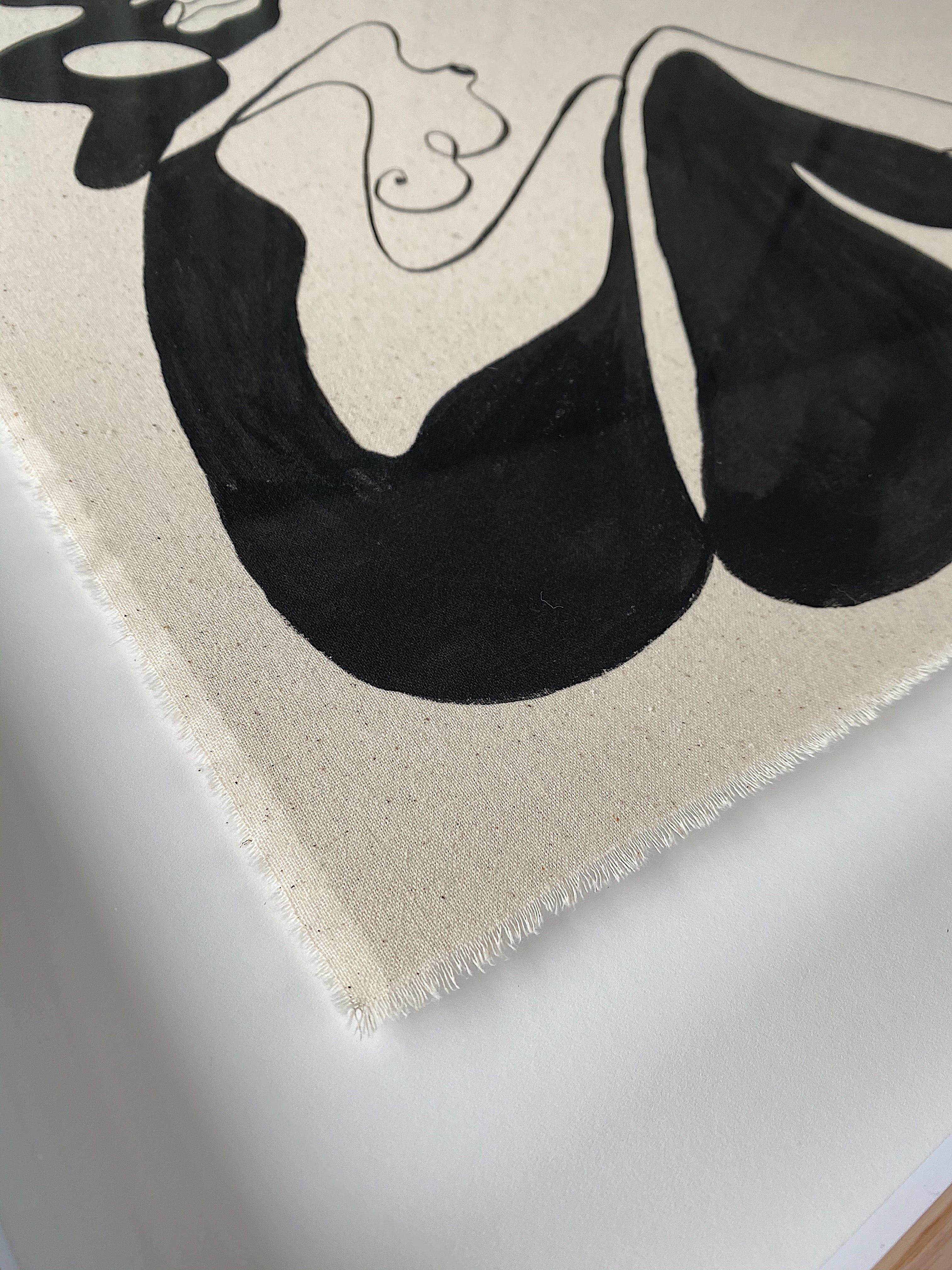 "Leader"  - Original Acrylic on cotton raw edged fabric, Framed in Tasmanian Oak. 610mm x 590mm