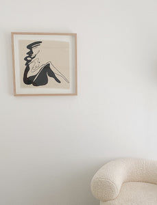 "Leader"  - Original Acrylic on cotton raw edged fabric, Framed in Tasmanian Oak. 610mm x 590mm