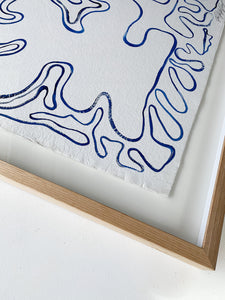 "Navigation"  -  Original Acrylic on Indian hand-pressed Khadi Paper, Framed in Tasmanian Oak. 710mm x 900mm