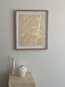 "Seashore Reflections" - Original gold leaf on Japanese rice paper, framed in Tasmanian Oak. 660mm x 560mm