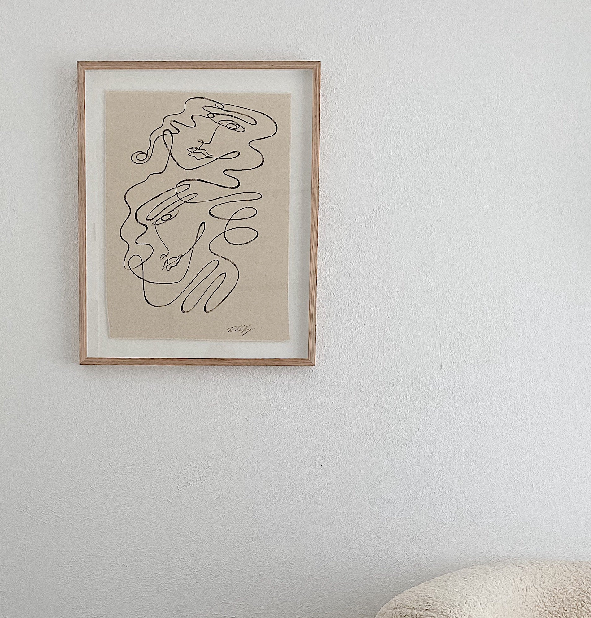 "Significant other"  -  Original Acrylic on cotton raw edged fabric, Framed in Tasmanian Oak. 760mm x 620mm