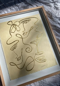 "Lobby Bar" - Original gold leaf on Japanese rice paper, framed in Tasmanian Oak. 660mm x 560mm