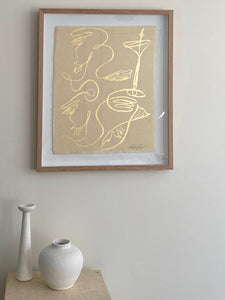 "Seashore Reflections" - Original gold leaf on Japanese rice paper, framed in Tasmanian Oak. 660mm x 560mm